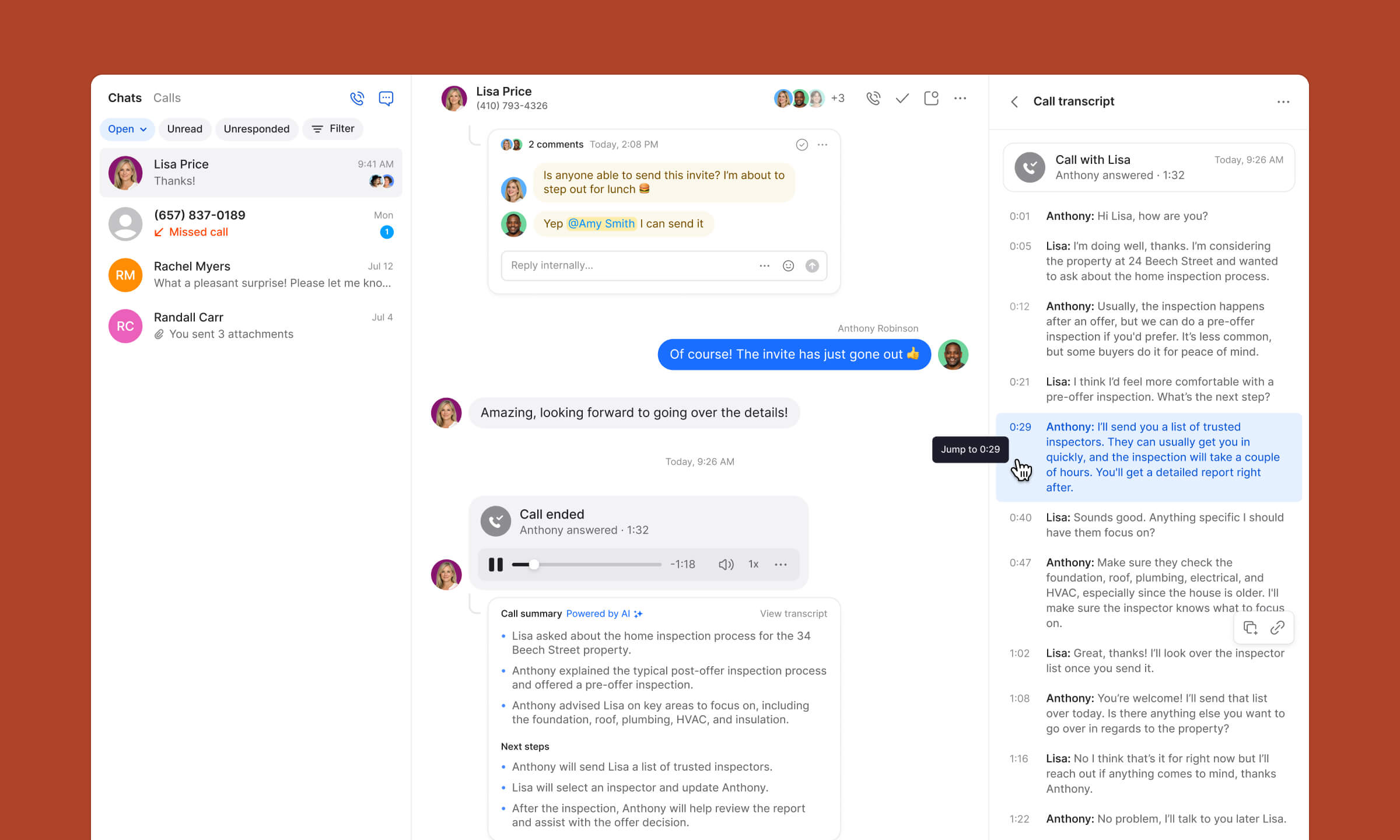 Quo AI Call Transcript & Summary: Turn Every Call Into Searchable Context